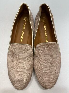 Tory Burch Dusty Rose Velvet
Ribbed Smoking Slipper
Loafers Gold Trim Flats Sz10